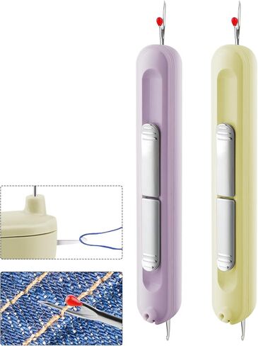 Needle Threaders, 2 in 1 Plug-in Needle Threader Seam Ripper Tool, Automatic Stretchable Seam Rippers for Sewing, Hand Quilling Supplies,Embroidery Stitch Removal(Purple) in Kuwait