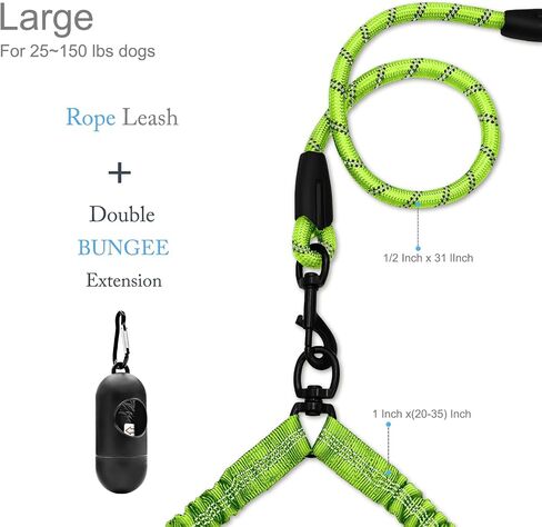 Dog Leash, Double Dog Leash for Two Dogs, Heavy Duty Adjustable Dual Dog Leash No Tangle, Bungee Retractable Split Multiple Leash for Walking 2 Dogs, Dog Poop Bags Trip Essentials (5.5FT-1/2", Black) in Saudi Arabia