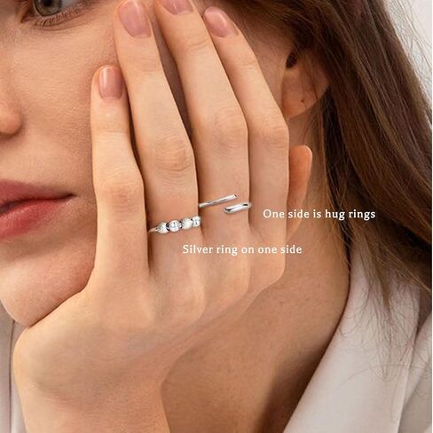 Senteria Anxiety Rings for Women Sterling Silver Rings Adjustable Stress Spinner Rings with Beads Fidget Rings for Anxiety Women in Kuwait