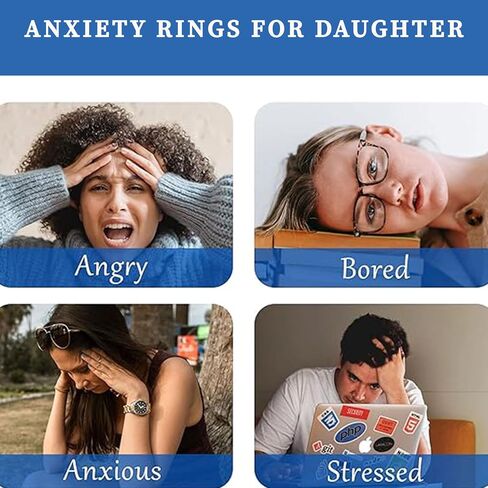 Senteria Anxiety Rings for Women Sterling Silver Rings Adjustable Stress Spinner Rings with Beads Fidget Rings for Anxiety Women in Kuwait