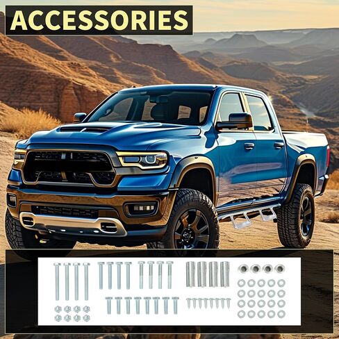 KUAFU Universal Side Step Compatible with 1967-2020 Chevrolet Toyota Ford Dodge Jeep GMC Nissan Mazda Aluminum 2 Pcs Side Step for Pickups & Trucks Black in Saudi Arabia