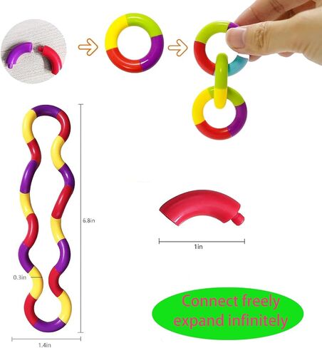 7PCS Multicolored Quiet Twisty Fidgets Toys, Squeeze, Twist and Spin for A Unique Fidget Experience; Brain Imagination Tool, Relaxation Therapy Educational Toy for Kids and Adults in Kuwait