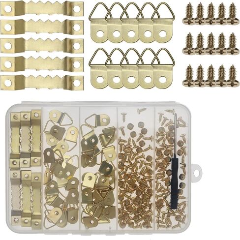 251 Pcs Picture Hanging Kit Heavy Duty Picture Hangers with Screws Black & Gold Picture Frame Mounting Hardware Picture Frame Hanging Kit Picture Hanging Hardware Tool for Frame Hanging in Saudi Arabia