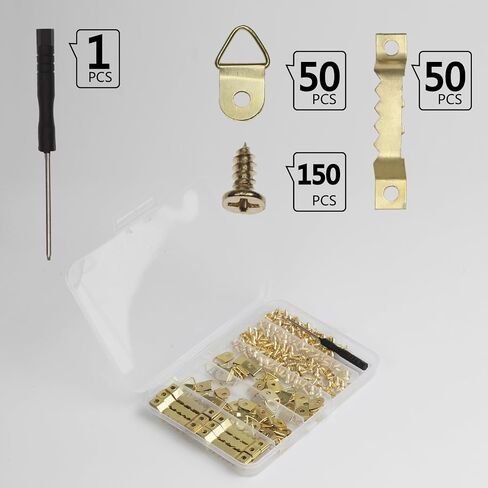 251 Pcs Picture Hanging Kit Heavy Duty Picture Hangers with Screws Black & Gold Picture Frame Mounting Hardware Picture Frame Hanging Kit Picture Hanging Hardware Tool for Frame Hanging in Saudi Arabia