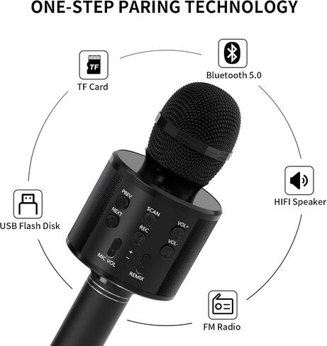 Kids Microphone for Singing, Wireless Bluetooth Karaoke Microphone for Adults, Portable Handheld Karaoke Machine, Toys for Boys and Girls Gift for Birthday Party (Rose Gold) in Saudi Arabia