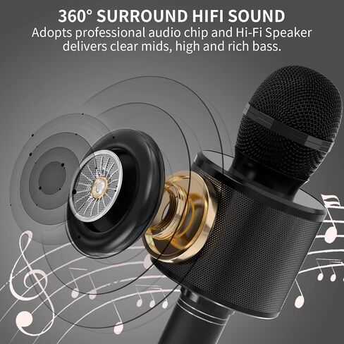 Kids Microphone for Singing, Wireless Bluetooth Karaoke Microphone for Adults, Portable Handheld Karaoke Machine, Toys for Boys and Girls Gift for Birthday Party (Rose Gold) in Saudi Arabia