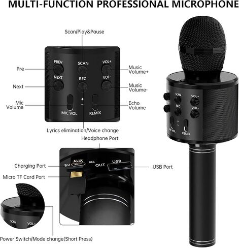 Kids Microphone for Singing, Wireless Bluetooth Karaoke Microphone for Adults, Portable Handheld Karaoke Machine, Toys for Boys and Girls Gift for Birthday Party (Rose Gold) in Saudi Arabia