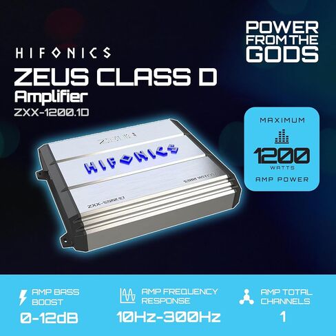 Hifonics ZXX-1000.4 Zeus Four Channel Car Audio Amplifier (Silver) – Class A/B Amp, 1000-Watt, Aluminum Heat Sink, Variable Electronic Crossover, Illuminated Logo in Kuwait
