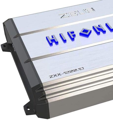 Hifonics ZXX-1000.4 Zeus Four Channel Car Audio Amplifier (Silver) – Class A/B Amp, 1000-Watt, Aluminum Heat Sink, Variable Electronic Crossover, Illuminated Logo in Kuwait