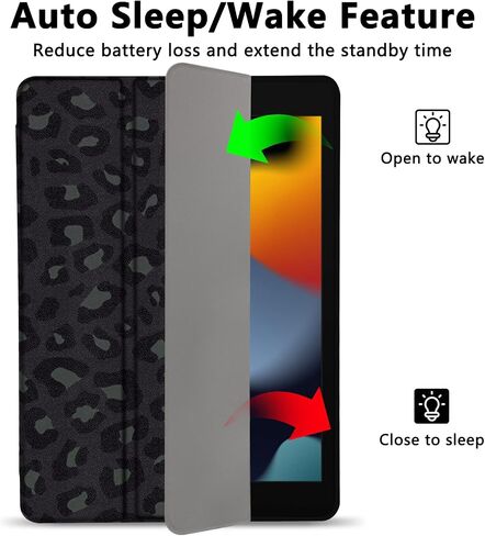 TopPerfekt Slim Case for iPad 9th / 8th / 7th Generation (2021/2020 / 2019) 10.2 Inch - [Built-in Pencil Holder] Shockproof Cover with Clear Transparent Back Shell, Auto Sleep Wake Composition Book in Saudi Arabia
