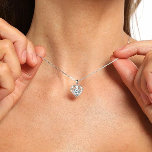 قلادة مويسانيت للنساء 1.0CT د ، قلادة القلب الفضية ذات الذهب الأبيض 18K ، هدايا ذكرى للنساء ، مما يجعلها هدية مثالية لزوجتك ، صديقتك ، أمي in Kuwait
