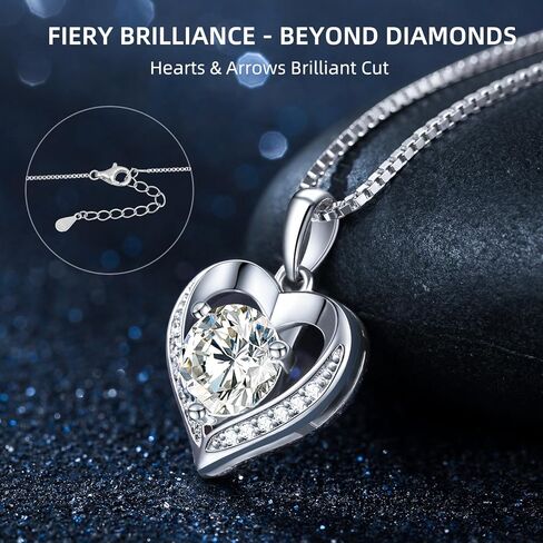 قلادة مويسانيت للنساء 1.0CT د ، قلادة القلب الفضية ذات الذهب الأبيض 18K ، هدايا ذكرى للنساء ، مما يجعلها هدية مثالية لزوجتك ، صديقتك ، أمي in Kuwait