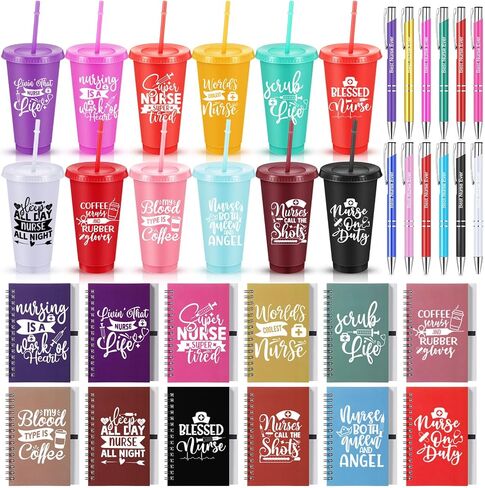36 PCS Wisse Week Gifts تعيين ممرضة تقدير أكواب القهوة Tumbler شكرًا لك على دفاتر وقلم ، هدية لتخرج يوم التمريض (ملون) in Kuwait