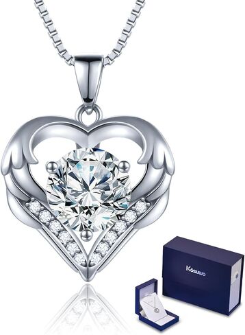 Moissanite Necklace for Women 1.0ct D Color,18K White Gold Plated Sterling Silver Heart Necklace, Anniversary Gifts for Women, Making It A Perfect Gift for Your Wife, Girlfriend, Mom in Kuwait