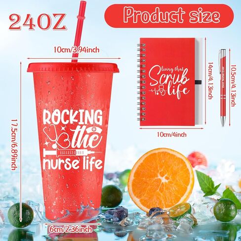36 PCS Wisse Week Gifts تعيين ممرضة تقدير أكواب القهوة Tumbler شكرًا لك على دفاتر وقلم ، هدية لتخرج يوم التمريض (ملون) in Kuwait