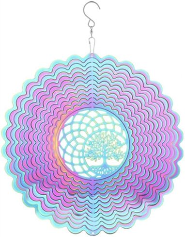 Colorful Wind Spinners for Indoor/Outdoor Decor 3D Stainless Steel Tree of Life Wind Sculpture Hanging Bird Reflectors Best Gift for Life Lovers in Saudi Arabia