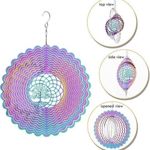 Colorful Wind Spinners for Indoor/Outdoor Decor 3D Stainless Steel Tree of Life Wind Sculpture Hanging Bird Reflectors Best Gift for Life Lovers in Saudi Arabia