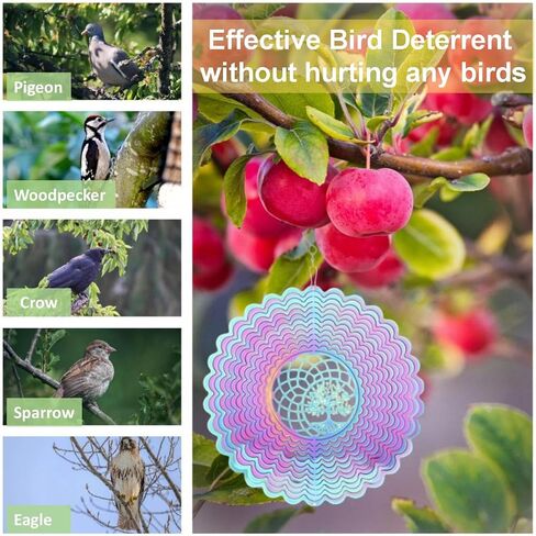 Colorful Wind Spinners for Indoor/Outdoor Decor 3D Stainless Steel Tree of Life Wind Sculpture Hanging Bird Reflectors Best Gift for Life Lovers in Saudi Arabia