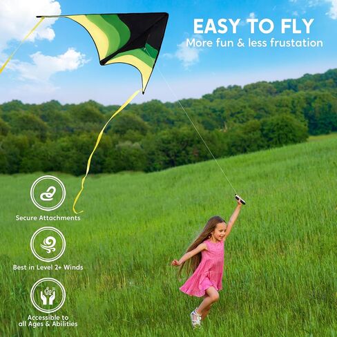 Syncfun كبير Delta Kite Lradient - من السهل الطيران للأطفال والبالغين ، طائرة ورقية على الشاطئ مع سلسلة 328 قدم للألعاب والأنشطة في الهواء الطلق in Kuwait