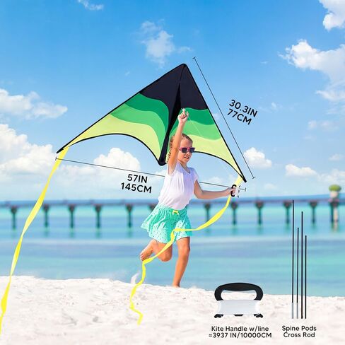 Syncfun كبير Delta Kite Lradient - من السهل الطيران للأطفال والبالغين ، طائرة ورقية على الشاطئ مع سلسلة 328 قدم للألعاب والأنشطة في الهواء الطلق in Kuwait
