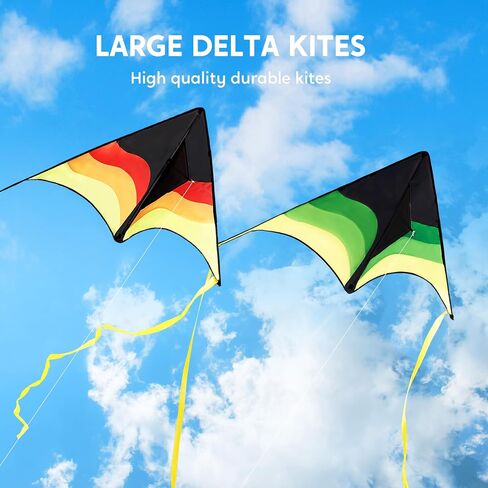 Syncfun كبير Delta Kite Lradient - من السهل الطيران للأطفال والبالغين ، طائرة ورقية على الشاطئ مع سلسلة 328 قدم للألعاب والأنشطة في الهواء الطلق in Kuwait