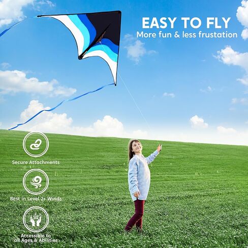 Syncfun كبير Delta Kite Lradient - من السهل الطيران للأطفال والبالغين ، طائرة ورقية على الشاطئ مع سلسلة 328 قدم للألعاب والأنشطة في الهواء الطلق in Kuwait