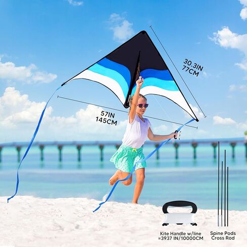 Syncfun كبير Delta Kite Lradient - من السهل الطيران للأطفال والبالغين ، طائرة ورقية على الشاطئ مع سلسلة 328 قدم للألعاب والأنشطة في الهواء الطلق in Kuwait