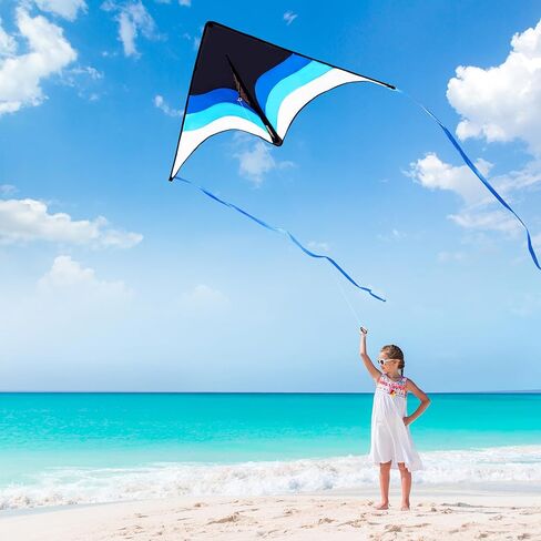 Syncfun كبير Delta Kite Lradient - من السهل الطيران للأطفال والبالغين ، طائرة ورقية على الشاطئ مع سلسلة 328 قدم للألعاب والأنشطة في الهواء الطلق in Kuwait