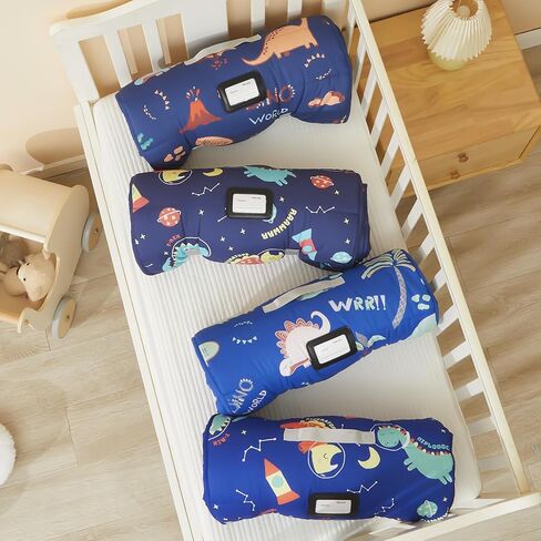 MORAIS Toddler Nap Mat with Removable Pillow and Blanket, 52" x 20" Lightweight and Soft Nap Mat for Preschool, Daycare, Travel Sleeping Bags for Kids in Kuwait