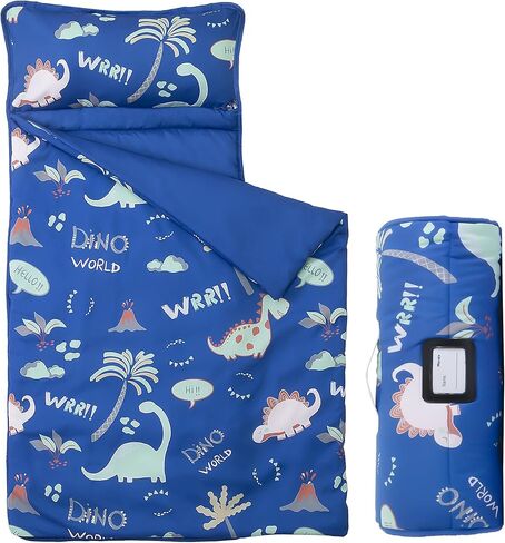 MORAIS Toddler Nap Mat with Removable Pillow and Blanket, 52" x 20" Lightweight and Soft Nap Mat for Preschool, Daycare, Travel Sleeping Bags for Kids in Kuwait