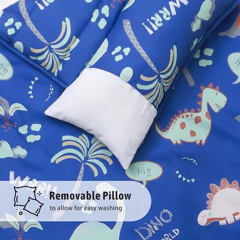 MORAIS Toddler Nap Mat with Removable Pillow and Blanket, 52" x 20" Lightweight and Soft Nap Mat for Preschool, Daycare, Travel Sleeping Bags for Kids in Kuwait