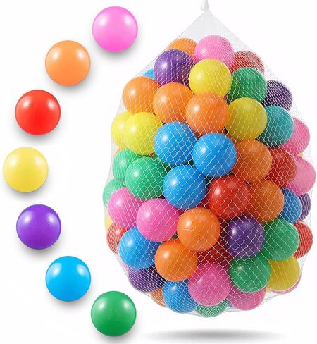 Ball Pit Balls for Kids, Children Crush-Proproof Plastic Balls for Ball Pit with 7 Bright Colors, Safe and Non-Toxic, BPA Free, Baby Toddler Pit Balls with Storage Net Bag (50pcs, 2.2inch) in Kuwait