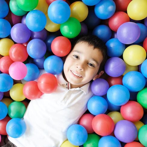 Ball Pit Balls for Kids, Children Crush-Proproof Plastic Balls for Ball Pit with 7 Bright Colors, Safe and Non-Toxic, BPA Free, Baby Toddler Pit Balls with Storage Net Bag (50pcs, 2.2inch) in Kuwait