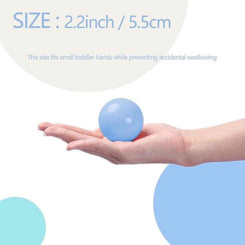 Ball Pit Balls for Kids, Children Crush-Proproof Plastic Balls for Ball Pit with 7 Bright Colors, Safe and Non-Toxic, BPA Free, Baby Toddler Pit Balls with Storage Net Bag (50pcs, 2.2inch) in Kuwait