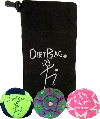 DIRTBAG All Star Footbag 3 Pack with Pouch, 100% Handmade, Premium Quality, Bright Vivid Colors, Signature Carry Bag in Saudi Arabia