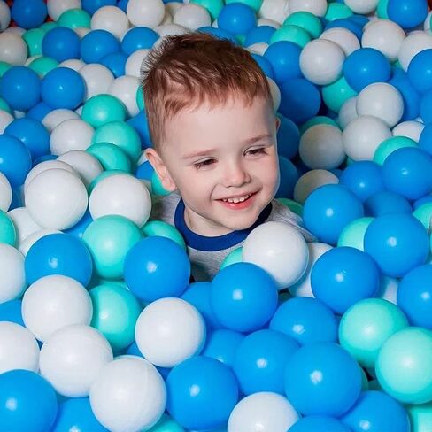 Ball Pit Balls for Kids, Children Crush-Proproof Plastic Balls for Ball Pit with 7 Bright Colors, Safe and Non-Toxic, BPA Free, Baby Toddler Pit Balls with Storage Net Bag (50pcs, 2.2inch) in Kuwait
