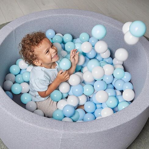 Ball Pit Balls for Kids, Children Crush-Proproof Plastic Balls for Ball Pit with 7 Bright Colors, Safe and Non-Toxic, BPA Free, Baby Toddler Pit Balls with Storage Net Bag (50pcs, 2.2inch) in Kuwait