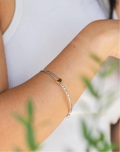 Bottled Up Designs Handmade Bangle Stacking Bracelet, Recycled Vintage Glass, Sterling Silver, Eco Friendly, Made in USA, Birthday Gifts, Mothers Day, Women (Mason Jar Aqua) in Kuwait