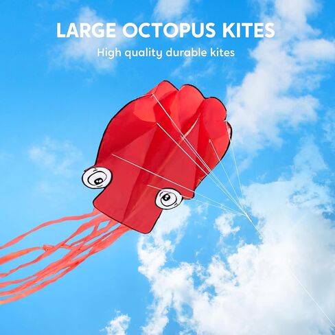 Syncfun كبير الأخطبوط الطائرات الورقية-تصميم طبيب سهلة للأطفال والبالغين مع خط 328 قدم ، والطائرات الورقية الشاطئية العملاقة للمرح والأنشطة في الهواء الطلق in Kuwait