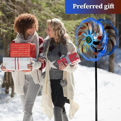 Wind Spinners Outdoor Clearance for Yard and Garden Metal Wind Spinners Outdoor 75 in Kinetic Art with Solar Powered Multi-Color Glass Ball Light for Backyard Lawn Decorations in Saudi Arabia