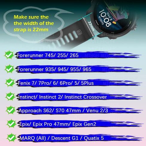 26mm Watch Strap Loops for Garmin Fenix 7X/6X/5X /Instinct 2X /Enduro Smartwatch Fastener Rings [10 Pcs], Soft Silicone Replacement Secure Rings Connector Holders Loop in Kuwait