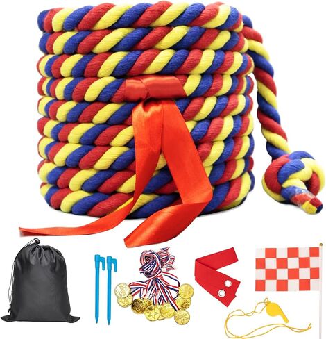 Tug of War Rope للأطفال والكبار ، 20/40/60 قدمًا ، حبل حرب للألعاب في الهواء الطلق ، ألعاب Family Family لم شملها ، الصيف خارج Yard Backyard Lawn Picnic Games ، ألعاب بناء الفريق in Kuwait