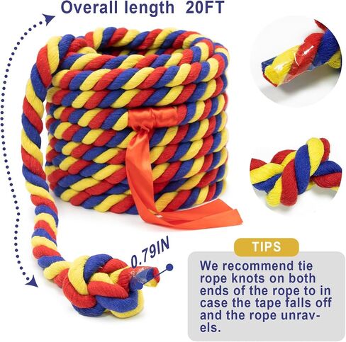 Tug of War Rope for Kids and Adults, 20/40/60FT Tug a War Rope for Outdoor Games Field Day Family Reunion Party Games, Summer Outside Yard Backyard Lawn Picnic Games, Team Building Games in Kuwait