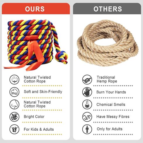 Tug of War Rope للأطفال والكبار ، 20/40/60 قدمًا ، حبل حرب للألعاب في الهواء الطلق ، ألعاب Family Family لم شملها ، الصيف خارج Yard Backyard Lawn Picnic Games ، ألعاب بناء الفريق in Kuwait