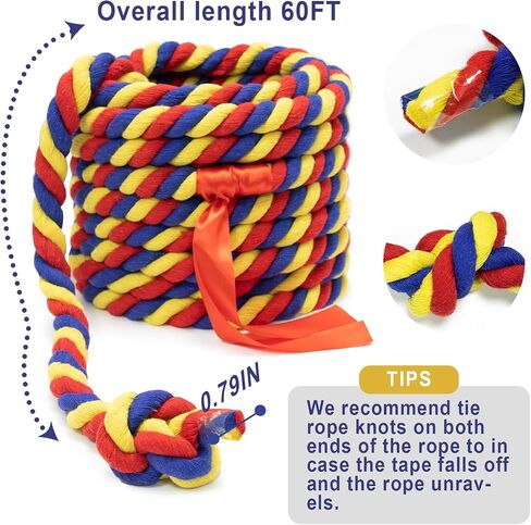 Tug of War Rope for Kids and Adults, 20/40/60FT Tug a War Rope for Outdoor Games Field Day Family Reunion Party Games, Summer Outside Yard Backyard Lawn Picnic Games, Team Building Games in Kuwait