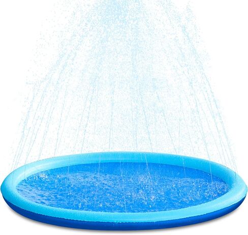 SLOOSH Non-Slip Splash Pad Sprinkler - Outdoor Water Toys Play Mat for Toddlers Kids Dogs, Outside Thickened Sprinkler Pool Party Durable Backyard Fountain for Girls Boys Pets (5ft, Blue) in Saudi Arabia
