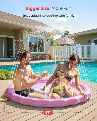 وسادات Splash QPAU للأطفال الصغار 1-3 ، وسادة دبقية متينة 67 بوصة ، الرشاش في الهواء الطلق للأطفال طفل صغير ، حصيرة تلعب المياه الصيفية لفتاة عيد ميلاد هدية البالغ من العمر عامين in Kuwait
