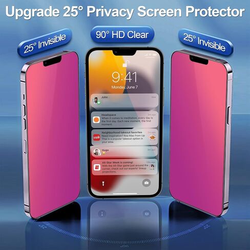2 Pack for iPhone 16 Privacy Screen Protector Gradient Colorful 25° for Anti-Spy Tempered Glass Anti-Bluelight Full Coverage Easy Installation Frame Case Friendly 6.1 inch Gold in Saudi Arabia