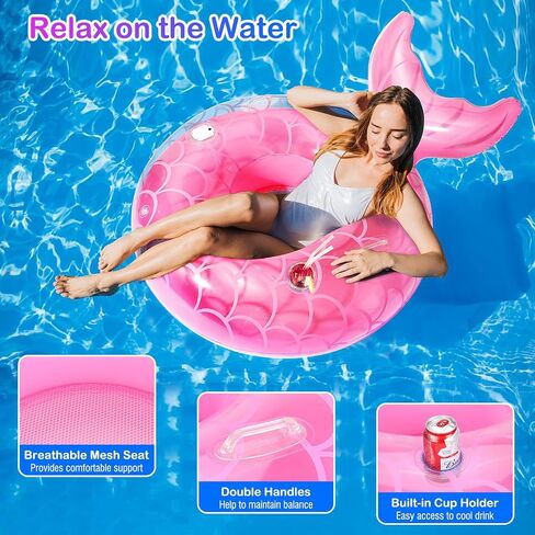 MoKo Inflatable Swimming Ring, Cute Pool Float Tube Decorations Swim Tubes Outdoor Pool Beach Water Floats Party Supplies Floaties in Kuwait