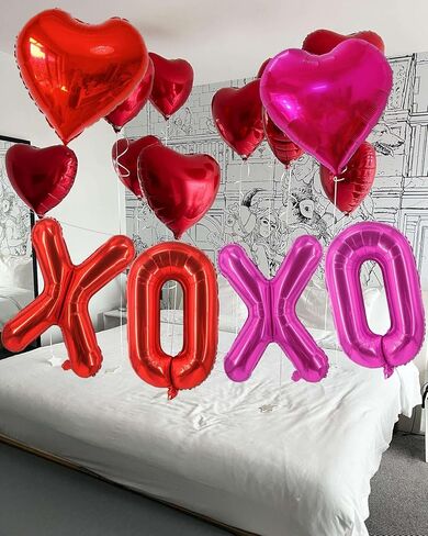 16 Inch Red XOXO Red Heart Balloons, 6 Pcs Red XOXO Letters Balloons Red Heart Valentine's DAY Balloons Banner for Valentine's DAY Wedding Ceremonies Party Decorations Red XOXO in Saudi Arabia